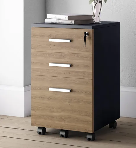 Vista 8 de Lazio Archivador de 26 pulgadas con cerradura, archivador para el hogar y la oficina, archivador de 3 cajones con ruedas para cartas de tamaño A4