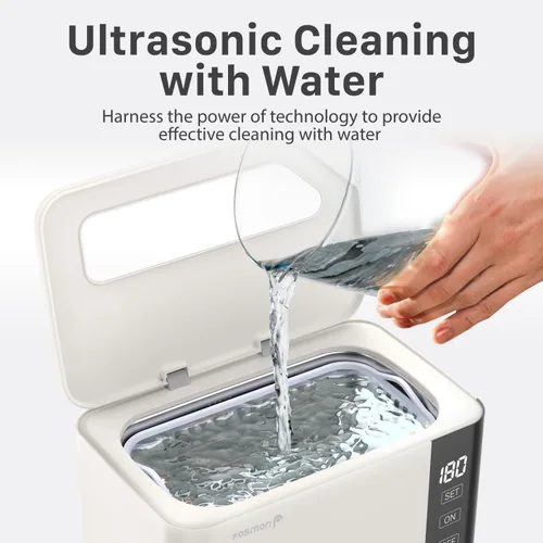 Vista 5 de Fosmon Limpiador ultrasónico profesional con tanque de acero inoxidable 304 de gran capacidad de 20.3 fl oz, máquina limpiadora sónico de joyería