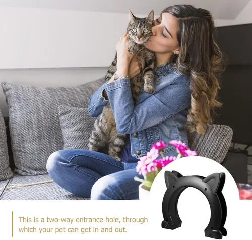 Vista 9 de DOITOOL Puerta interior integrada para mascotas con portal para gatos para pasaje de túnel de bricolaje, puerta ligera de plástico ABS para mascotas