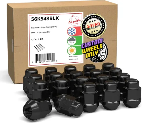 Vista 15 de Wheel Accessories Parts 20 piezas de tuercas de llanta M14x1.5, rosca de 14x1.5, tuerca de seguridad tipo bellota, 1.4" de largo, negras Negro
