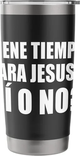 Vista 3 de ¿Tiene Tiempo Para Jesus? Sí o NO! Vaso aislado de acero inoxidable Negro