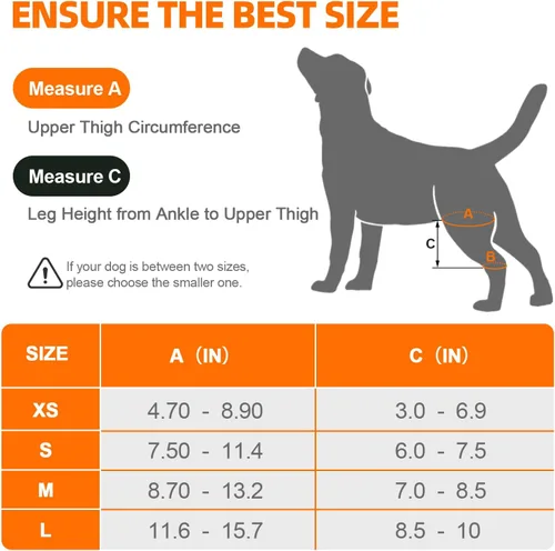 Vista 5 de Rodillera para perro para pierna trasera desgarrada del ACL, soporte ajustable para cadera de perro para pierna trasera con estabilizadores