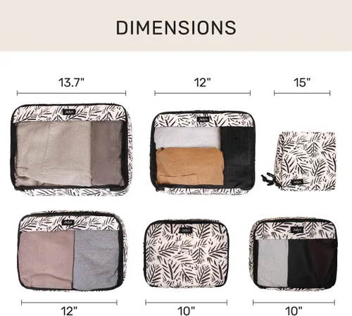 Vista 2 de Jadyn Juego de 6 cubos de embalaje grandes para maleta, bolsa de lona, equipaje, artículos esenciales de viaje de varios tamaños