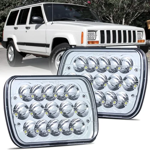 Vista 8 de LEDMIRCY 4x6 luces LED blancas de haz sellado alto/bajo rectangular 4 piezas 45W conjuntos de faros rectangulares para vehículos con H4651 H4656