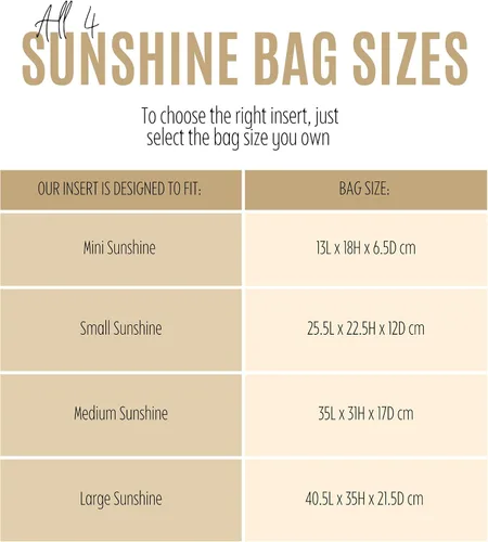 Vista 2 de Sunshine Tote Organizer Insert, Sunshine Shopper Medium Insert, Mini Sunshine Large Organizer, Handmade 3mm Premium Felt Snug Sturdy Gold Zipper