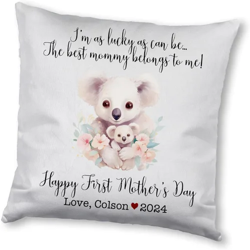 Vista 15 de Happy Mother's Day Koala Design, First Mother's Day Custom Pillowcase, Personalized Mother's Day Pillowcase, Gift for Mom, Home Decor