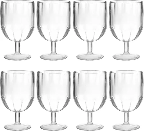 Vista 2 de Paquete de 8 copas de vino de plástico con tallo, copas transparentes irrompibles de 12 onzas, copas de vino reutilizables, sin BPA, a prueba