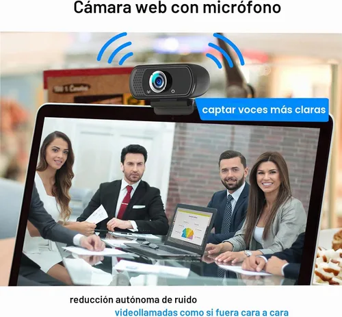 Vista 3 de Cámara web de 1080p con micrófono, cámara web USB con ángulo de visión de 110 grados, cámara de computadora, trípode de cámara web/cubierta
