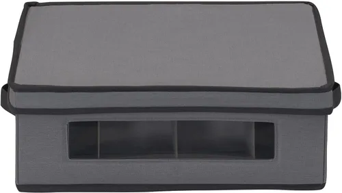 Vista 5 de Household Essentials Cofre para Tazas de Porcelana con 12 Compartimentos de Almacenamiento, con Ventana y Asas Laterales, Perfecto para Porcelana
