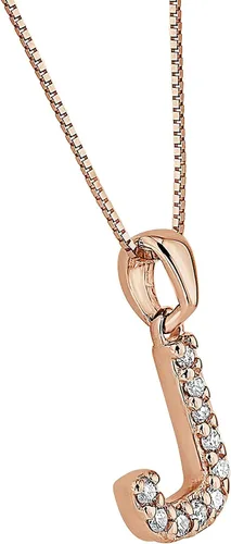 Vista 2 de Collar colgante con letra inicial de diamantes en oro amarillo de 14k (1/10 quilates) 18 pulgadas