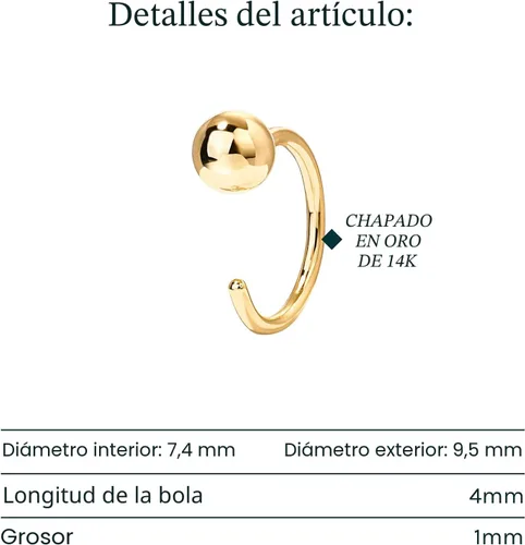 Vista 3 de PAVOI - Aretes de media aro de plata esterlina 925 Pendiente hipoalergénico minimalista pequeño para cartílago