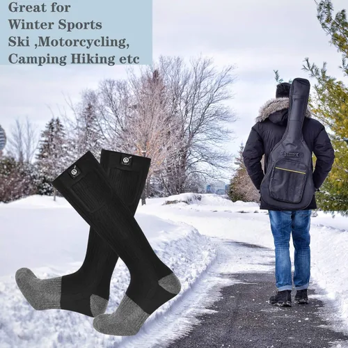 Vista 5 de SNOW DEER Calcetines calefactables, calentador de pies eléctrico con batería recargable para hombres y mujeres, invierno, esquí, caza, camping