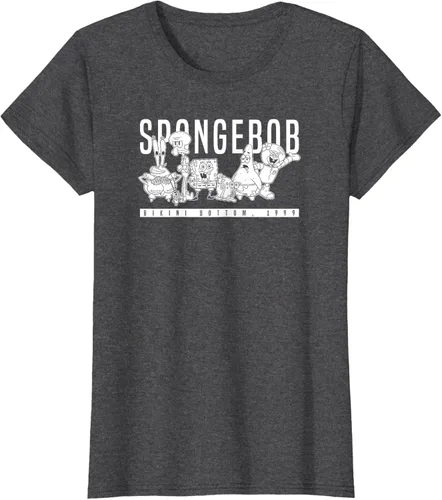 Vista 6 de Bob Esponja Vintage Group Simple Logo Camiseta, Negro