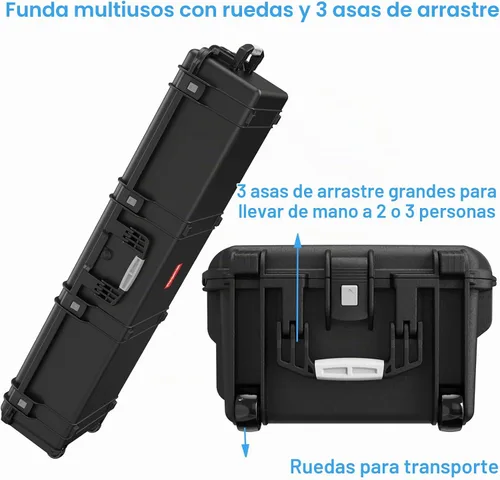 Vista 6 de Regetek Funda impermeable con ruedas de 53.5 x 16.5 x 10.5 pulgadas, con espuma/ruedas/3 asas grandes para cámara, herramienta, equipo, IP67, a