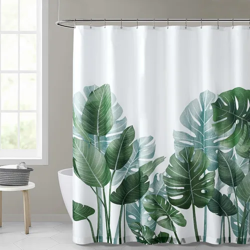 Vista 10 de KGORGE Cortina de ducha para baño, impermeable, con patrón de plantas, tamaño de cabina, decoración de baño para tina, inodoro, spa, 36 pulgadas