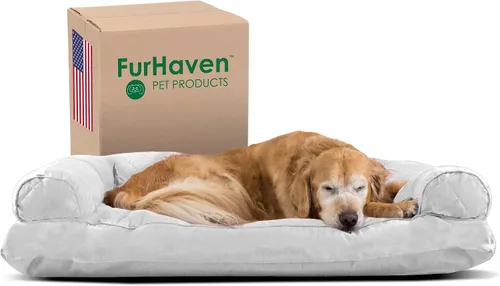 Vista 29 de Furhaven - Cama para perros, cojín de almohada tradicional sofá y colchón de espuma rectangular terapéutico de lujo con funda extraíble para perros