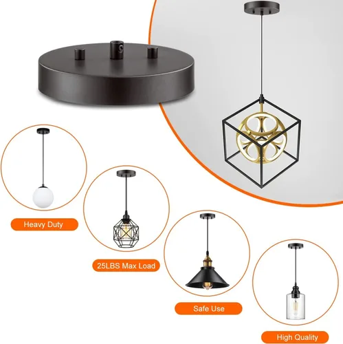 Vista 7 de Qc Kit de toldo de luz de techo, 6 pulgadas, placa de cubierta de lámpara para tapa de araña o luz colgante, placa de cubierta de luz de techo