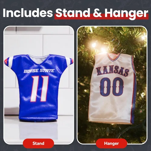 Vista 5 de Officially Licensed Miniature Sports Jersey Stand & Mini Hanger Included, Sports Fan Gift, Wine Bottle Sleeve, Holiday Ornament