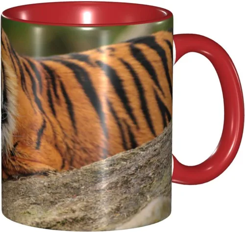 Vista 13 de Taza de café, taza personalizada de tigre, tigre agachado en la roca hermosa foto de la naturaleza, 11 onzas, para bebidas calientes y todos