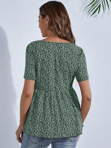 Vista 2 de Floerns Blusa de maternidad con cuello en V y manga corta con botones frontales para mujer