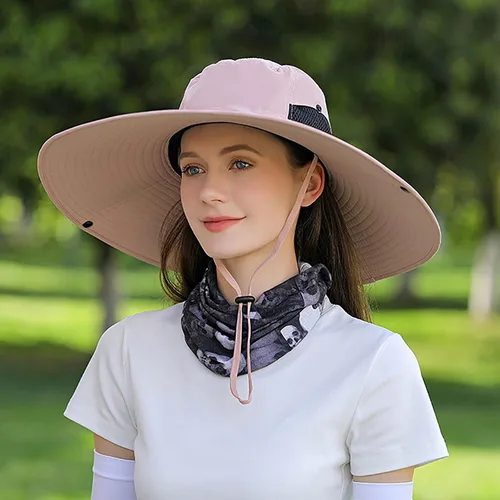 Vista 5 de Peicees Sombrero de sol de ala ancha para mujer, UPF50+, impermeable, para pesca, senderismo, camping, jardinería
