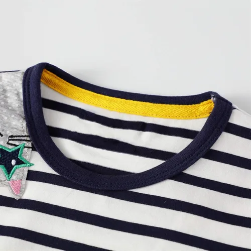 Vista 4 de HILEELANG Vestidos de manga corta para niñas pequeñas, vestido de verano de algodón casual con vuelo