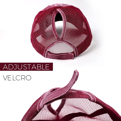 Vista 4 de Lvaiz Gorra de béisbol desgastada para mujer con espalda de malla versátil con agujero para cola de caballo