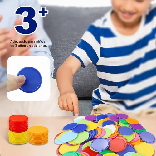 Vista 3 de 500 fichas de póquer de plástico, fichas de juego de cartas de póquer a granel, marcadores de discos de conteo para aprender matemáticas, juego