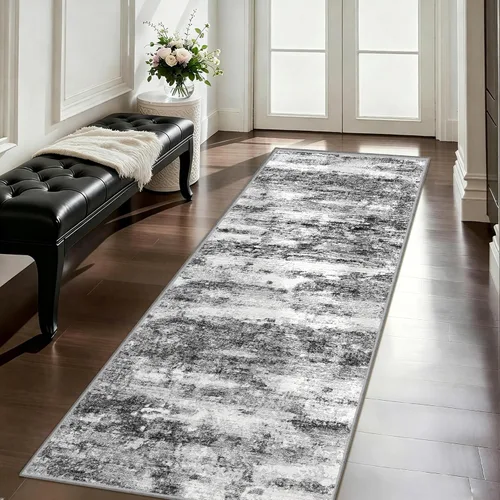 Vista 32 de Alfombra de pasillo lavables de 2 x 5, moderna alfombra abstracta para corredor, alfombra de pasillo de cocina ultrafina con respaldo