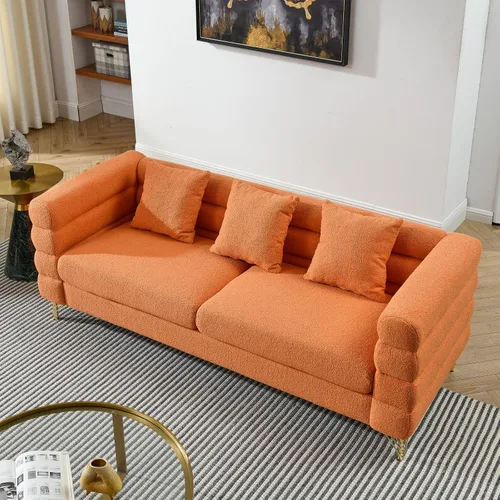 Vista 9 de KEVINSPACE Sofá biplaza de 60 pulgadas, sofá de 2 plazas para espacios pequeños, sofás modernos, sofá biplaza con 2 almohadas de mediados de siglo