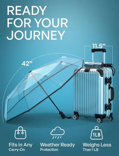 Vista 104 de REPEL Windproof Travel Umbrella - Compact & Withstands Winds up to 85MPH , Strongest Premium Auto Folding Umbrella for Rain and Sun - Durable, Light