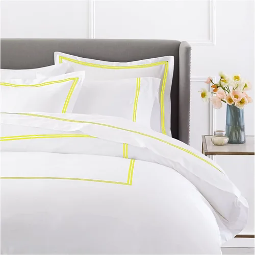 Vista 5 de BedDecor Lujoso juego de funda de edredón bordada de algodón egipcio suave cepillado de 400 hilos con hermoso bordado de 2 rayas, (negro, individual)