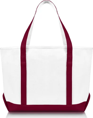 Vista 6 de Bolsa Dalix de 23 pulgadas, calidad superior, 24 oz, bolsa de lona de algodón Carmesí