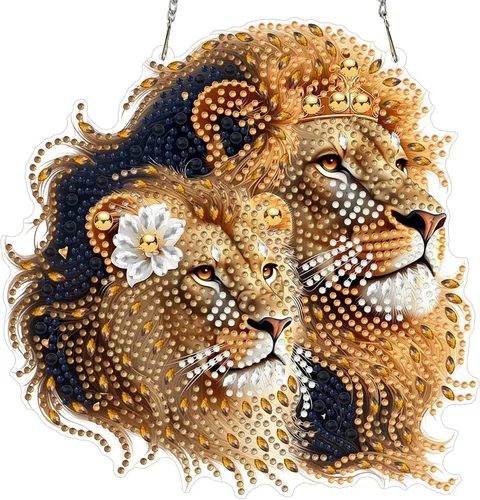 Vista 8 de MXJSUA Atrapasoles con pintura de diamante de águila calva americana, kits de arte de diamantes para adultos, adornos colgantes con cadena