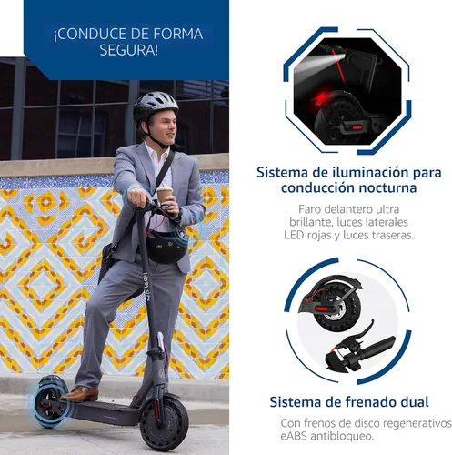 Vista 5 de Hiboy S2 Pro Electric Scooter, 500W Motor, 10" Solid Tires, 25 Miles Range 19 Mph Folding Commuter Electric Scooter for Adults with Double Braking