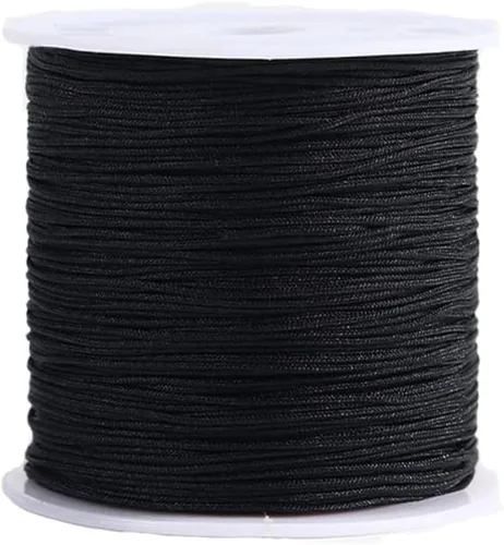 Vista 24 de Cordón de nailon de 0.020 in, hilo de ajuste para nudos chinos, collares, joyería, macramé, cuentas, pulseras de 150 yardas (negro)