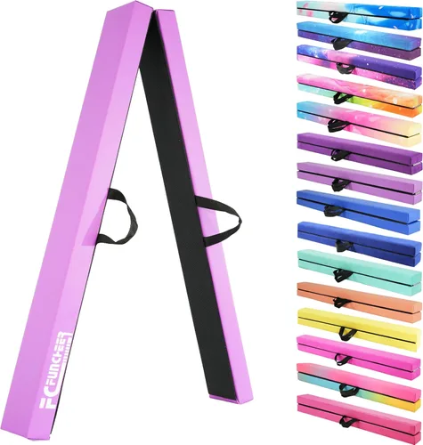 Vista 10 de FC FUNCHEER - Viga de equilibrio plegable, viga de suelo para gimnasia, equipo de gimnasia para niños, base de madera, fondo antideslizante y bolsa