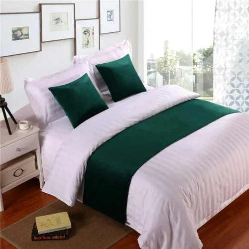 Vista 17 de Pañuelo de terciopelo de lujo, toalla de cola de cama, decoración de ropa de cama para el hogar, hotel, dormitorio