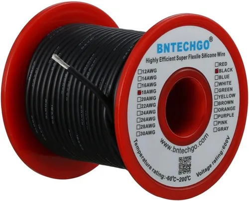 Vista 16 de BNTECHGO Alambre de silicona de calibre 16 rojo y negro cada 25 pies 2 Alambre de silicona calibre 16 rojo y negro