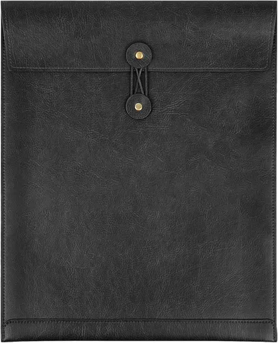 Vista 19 de Carpeta de Archivos de Cuero PU Negro, Organizador de Archivos con Cierre de Presión, Carpeta de Documentos Importantes, Organizador de Documentos
