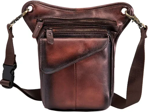 Vista 5 de Riñonera de cuero para hombres y mujeres, bolsa de protección multiusos, para motocicleta, deportes al aire libre, ciclismo, equitación, senderismo