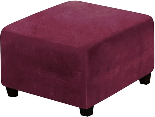 Vista 35 de ADPON Fundas otomanas cuadradas de terciopelo para otomanas, fundas protectoras para reposapiés cuadrados, fundas protectoras para taburetes de Beige
