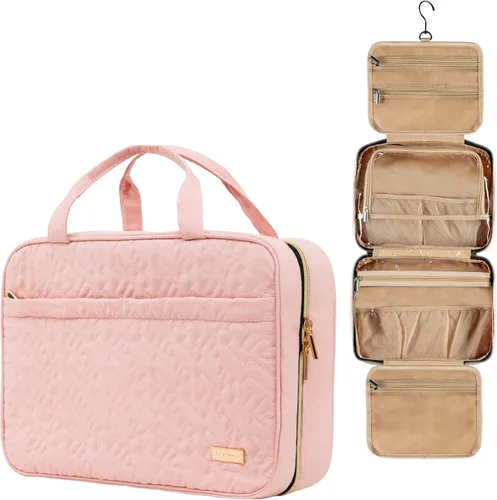 Vista 12 de Carrywell - Neceser de viaje con gancho para colgar, organizador de maquillaje, bolsa de cosméticos resistente al agua para contenedores