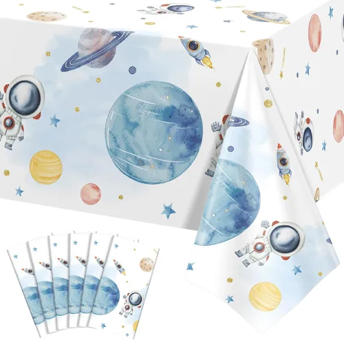 Vista 17 de Paquete de 6 manteles de plástico para cumpleaños, mantel desechable