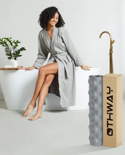 Vista 7 de OTHWAY Alfombrilla de baño sin ventosa: tapete de baño extra largo de 39 x 16 pulgadas, perfecto para bañeras ordinarias o reacabadas │Hecho de goma