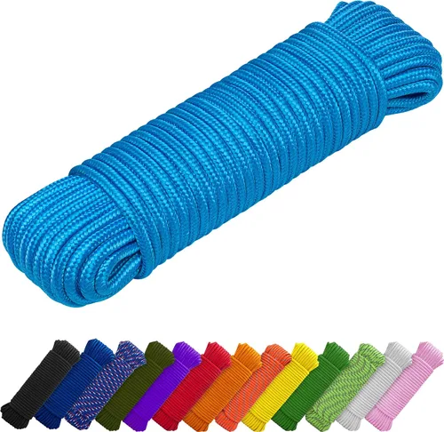 Vista 18 de TECEUM Cuerda – 90 pies x 1/4 pulgada (7mm) – Verde Ejército – Cuerda Utilitaria Versátil y Resistente – Acampada, Artesanía, Asta de Bandera