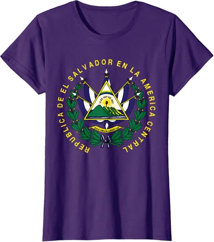 Vista 10 de amdesco Salvador Camisa, salvadoran Escudo de armas playera, mujer L, Blanco