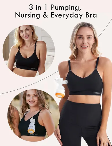 Vista 2 de HOFISH Seamless Hands Free Pumping Bra Support Maternity & Nursing Bras Full Bust Breastfeeding Bras