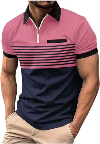 Vista 10 de Mens Shirts Casual Stylish Button Down Short Sleeve Polo Shirt Summer Vacation Shirts Loose Athletic Pullover Tee