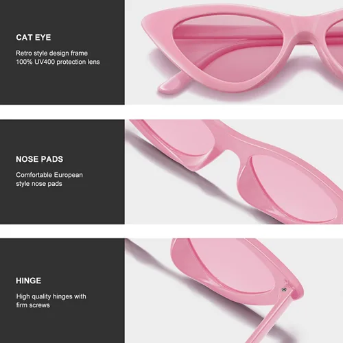 Vista 6 de Vintage Cat Eye Sunglasses for Women Classic Retro Narrow Cateye Shades UV400 Protection Sun Glasses Sunnies